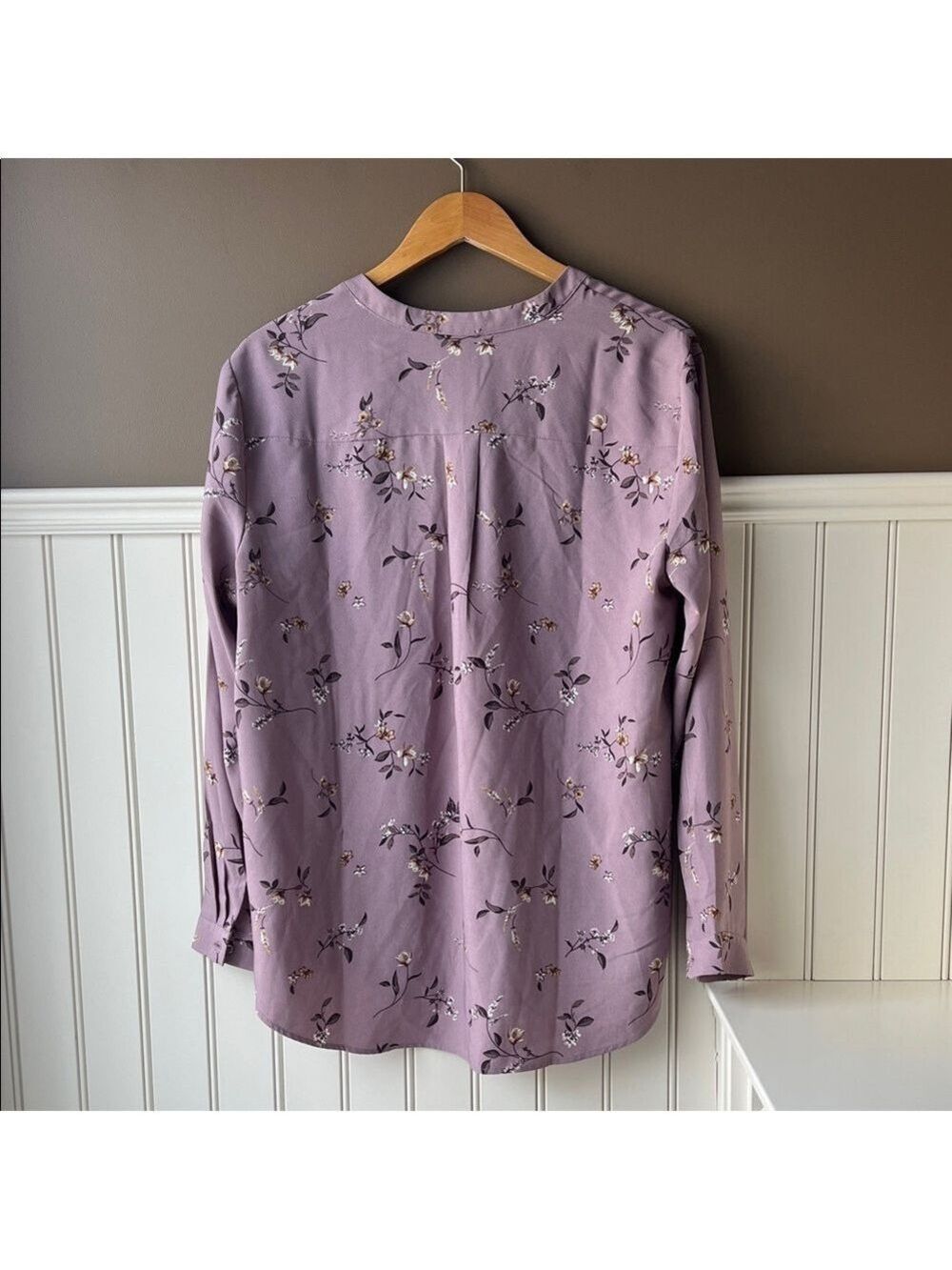 Hilary Radley Mauve Floral Long Sleeve Blouse Top - Picture 10 of 10